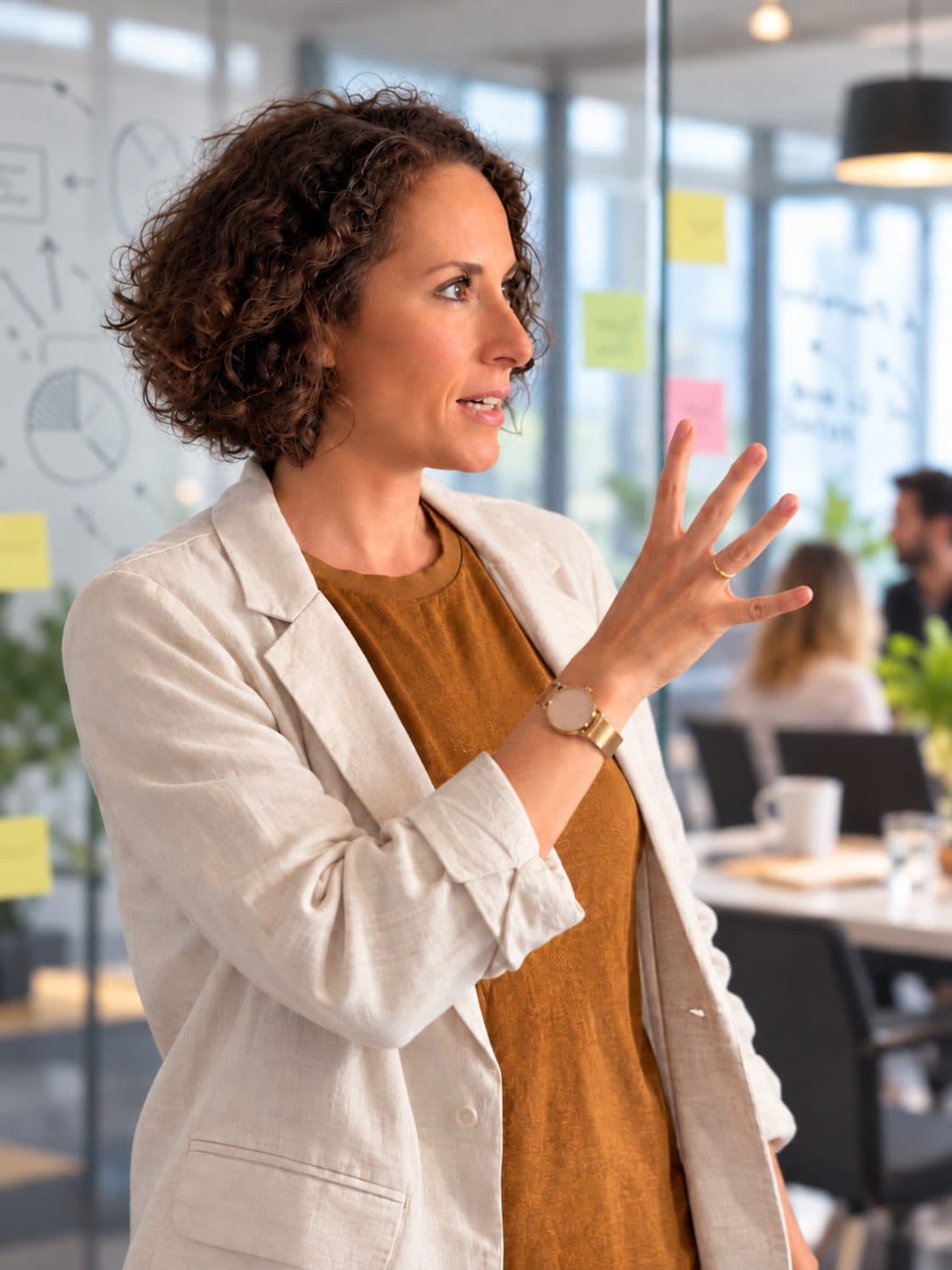 Eva Padjen im Gespräch während eines Corporate Trainings im Unternehmen
